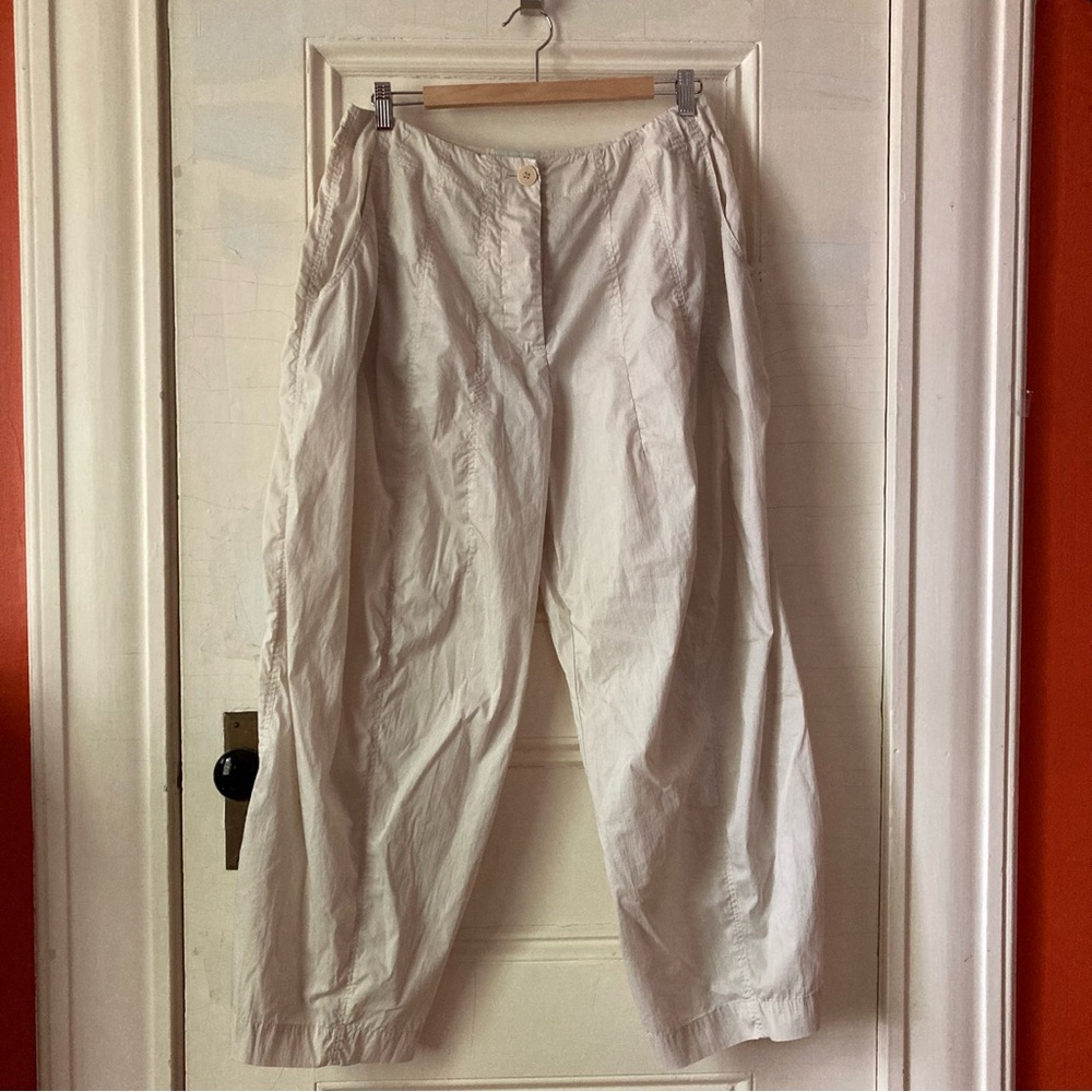 Rundholz ivory white parachute pants button fly pockets avant garde lagenlook M